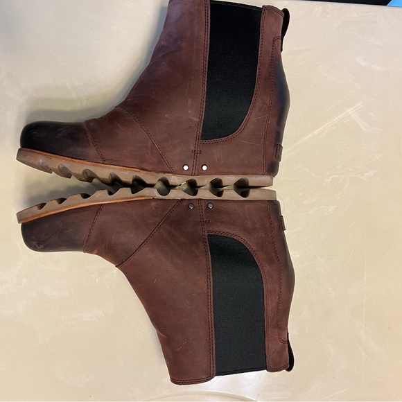 SOREL Joan of Arctic chelsea brown waterproof leather wedge boots size 11 - Picture 11 of 12